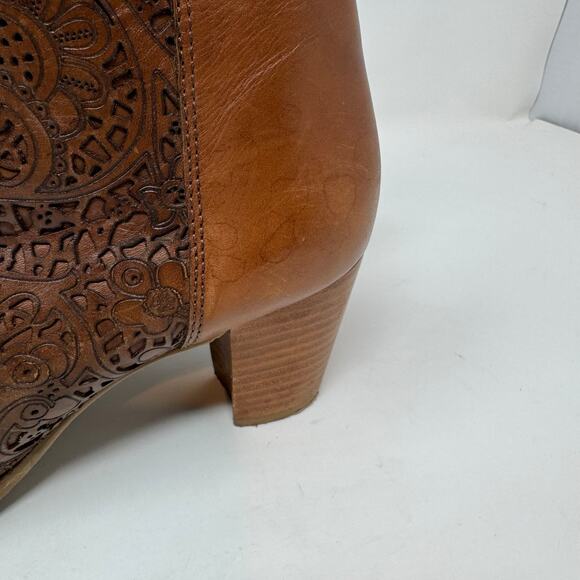 Brighton Glory Brown Leather Booties Boots 8.5 Brazil Boho Western Indie Granola - Picture 4 of 13